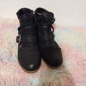 Women black booties size 8